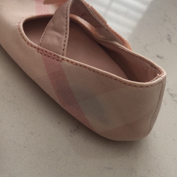Bow Detail Check Cotton and Leather Ballerinas - Picture 6 of 6